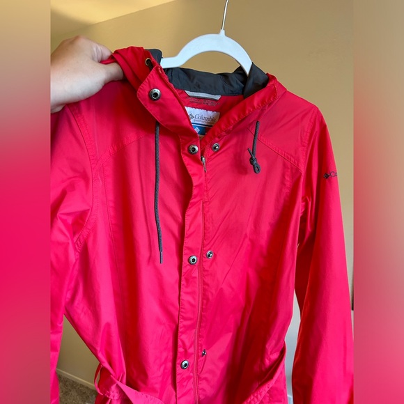 Columbia bright pink cinched waist long rain coat - Picture 1 of 4